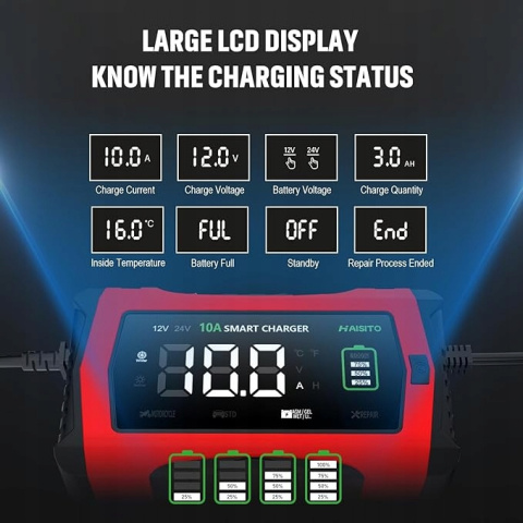 PROSTOWNIK ŁADOWARKA DO AKUMULATORA LCD 12V 24V