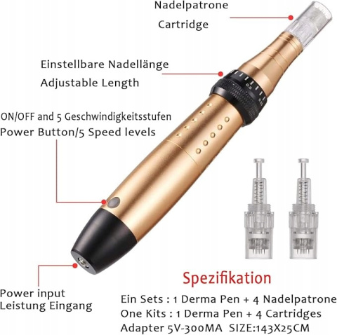 Dermapen Domowa MEZOTERPIA igłowa mikroigłowa Dr.Pen Długopis Elektryczny