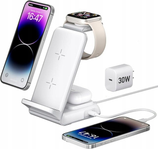 Stacja ładująca 4w1 do Apple Watch iPhone AirPods - 30 W Aluminiowa