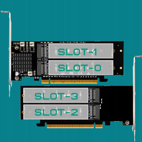 GLOTRENDS PA41: 4-portowy adapter M.2 NVMe do PCIe 4.0 X16