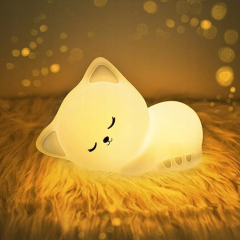 Lampka nocna dla dzieci Kot USB - 16 kolorów Dotykowa Lampka nocna dla dzieci Kot USB - 16 kolorów Dotykowa