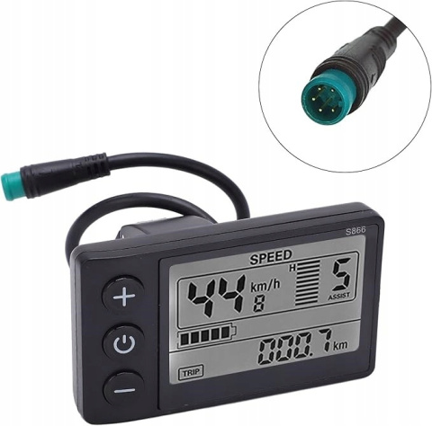 Miernik Wyświetlacza LCD S866 roweru elektrycznego 24V/36V/48V Wodoodporny Miernik Wyświetlacza LCD S866 roweru elektrycznego 24V/36V/48V Wodoodporny