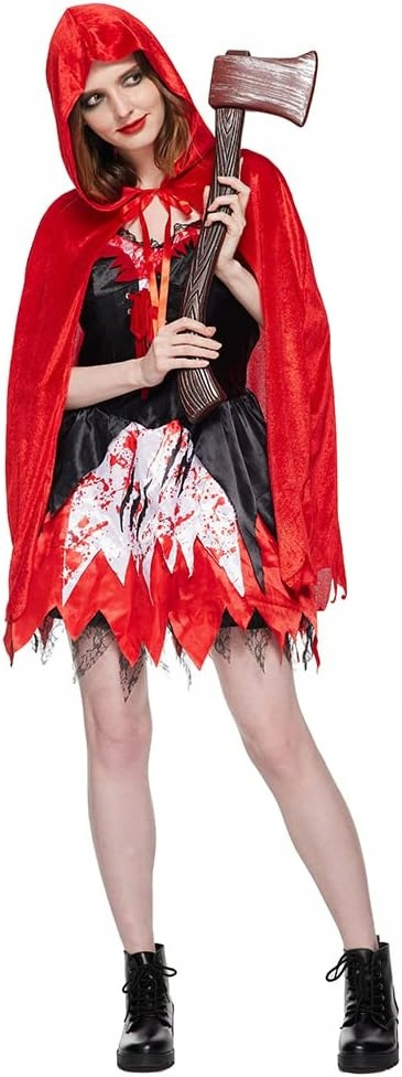 Straszny Strój Czerwony Kapturek Upiorny Kostium na Halloween Cosplay L Straszny Strój Czerwony Kapturek Upiorny Kostium na Halloween Cosplay L