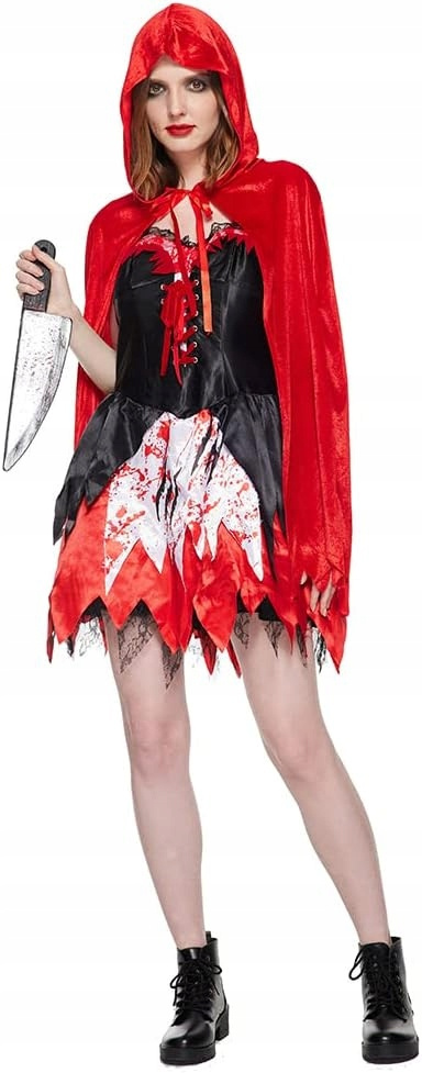 Straszny Strój Czerwony Kapturek Upiorny Kostium na Halloween Cosplay L Straszny Strój Czerwony Kapturek Upiorny Kostium na Halloween Cosplay L