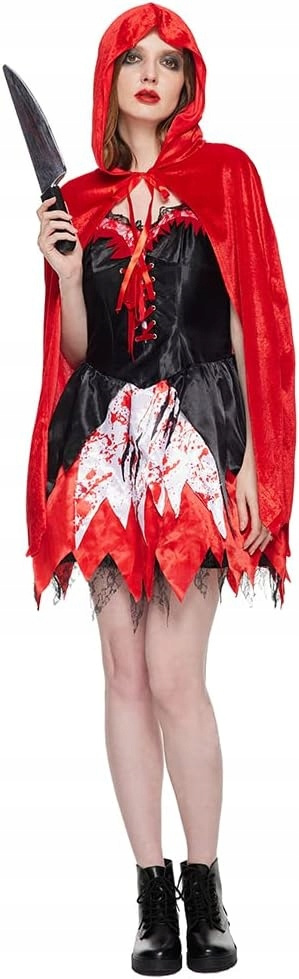 Straszny Strój Czerwony Kapturek Upiorny Kostium na Halloween Cosplay L Straszny Strój Czerwony Kapturek Upiorny Kostium na Halloween Cosplay L