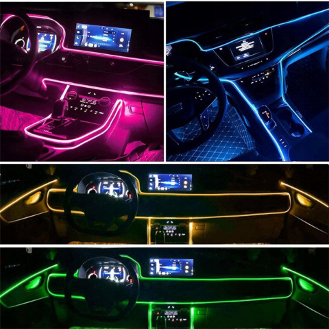 Wielokolorowe Oświetlenie Wnętrza Samochodu Paski LED RGB 6,5M 12V Wielokolorowe Oświetlenie Wnętrza Samochodu Paski LED RGB 6,5M 12V