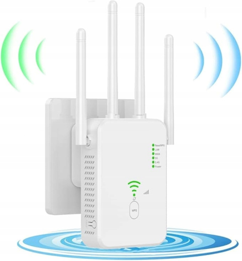 Wzmacniacz sygnału WiFi Dual Band 2.4GHz i 5GHz, 1200 Mbps, 4 anteny Wzmacniacz sygnału WiFi Dual Band 2.4GHz i 5GHz, 1200 Mbps, 4 anteny