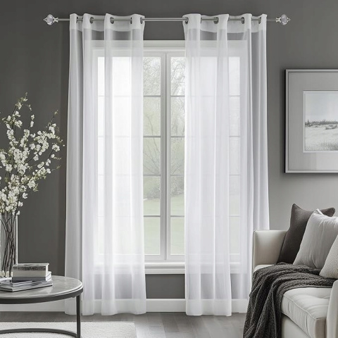Zasłony Okienne z Efektem Lnu Transparentne Białe 245x140 cm - 2 szt. Zasłony Okienne z Efektem Lnu Transparentne Białe 245x140 cm - 2 szt.