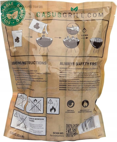Brykiet do grilla Worek 1kg Węgiel Drzewny Bamboo CasusGrill Brykiet do grilla Worek 1kg Węgiel Drzewny Bamboo CasusGrill