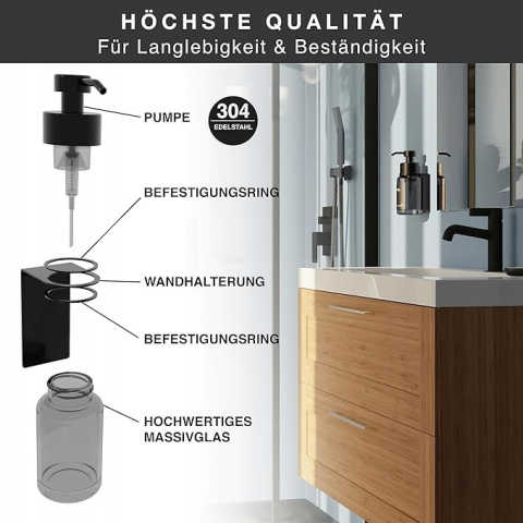 Dozownik mydła Premium Smokey Grey stal nierdzewna 304 z Funkcją pianki Dozownik mydła Premium Smokey Grey stal nierdzewna 304 z Funkcją pianki