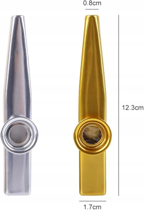 Kazoo Metalowe z Smyczą Instrument Akompaniujący - Złote/Srebrne 2 szt. Kazoo Metalowe z Smyczą Instrument Akompaniujący - Złote/Srebrne 2 szt.