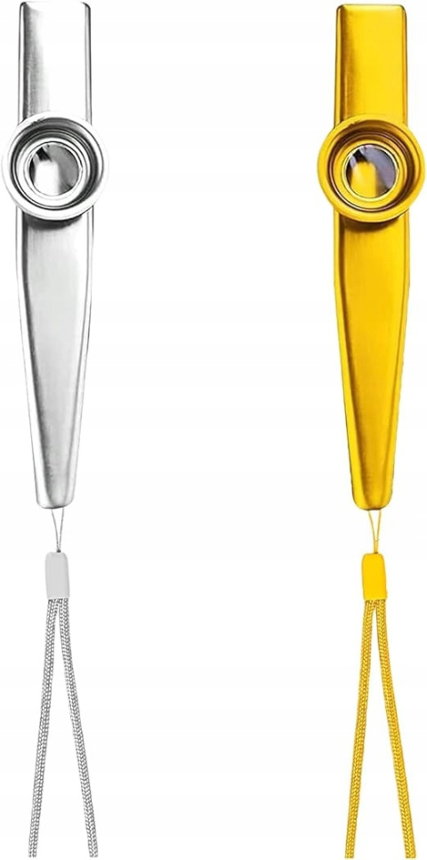 Kazoo Metalowe z Smyczą Instrument Akompaniujący - Złote/Srebrne 2 szt. Kazoo Metalowe z Smyczą Instrument Akompaniujący - Złote/Srebrne 2 szt.