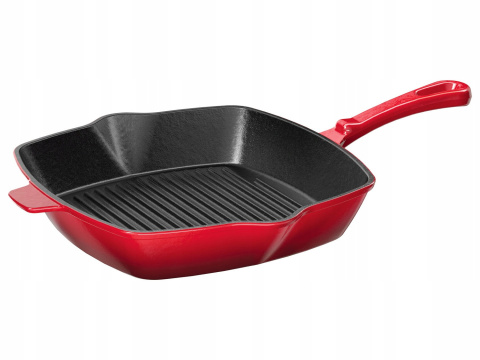 Patelnia grillowa Ernesto 24 cm żeliwna CZERWONA Patelnia grillowa Ernesto 24 cm żeliwna CZERWONA