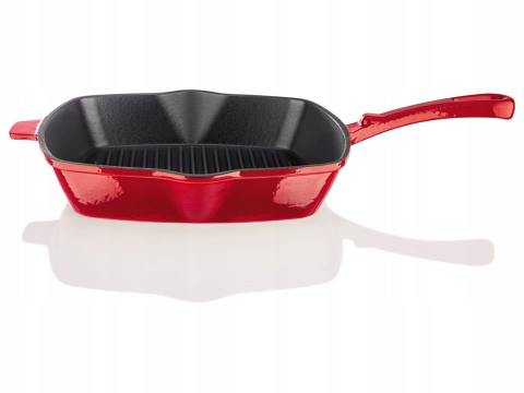 Patelnia grillowa Ernesto 24 cm żeliwna CZERWONA Patelnia grillowa Ernesto 24 cm żeliwna CZERWONA