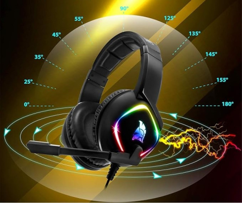 Słuchawki Gamingowe 40mm RGB Dźwięk przestrzenny Mikrofon z redukcją szumów Słuchawki Gamingowe 40mm RGB Dźwięk przestrzenny Mikrofon z redukcją szumów