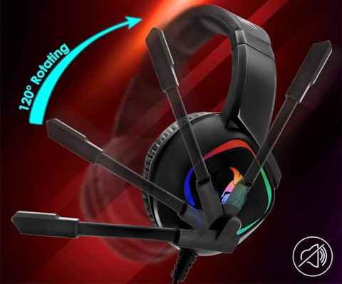 Słuchawki Gamingowe 40mm RGB Dźwięk przestrzenny Mikrofon z redukcją szumów Słuchawki Gamingowe 40mm RGB Dźwięk przestrzenny Mikrofon z redukcją szumów