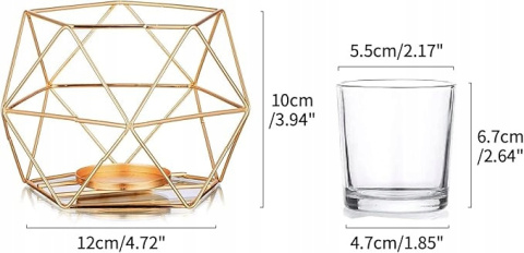 Zestaw 6szt. Złote świeczniki geometryczne Eleganckie Dekoracyjne