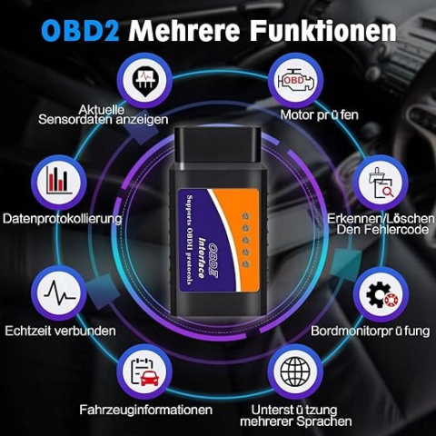 Bluetooth, urządzenie diagnostyczne OBD do wszystkich pojazdów OBDII Bluetooth, urządzenie diagnostyczne OBD do wszystkich pojazdów OBDII