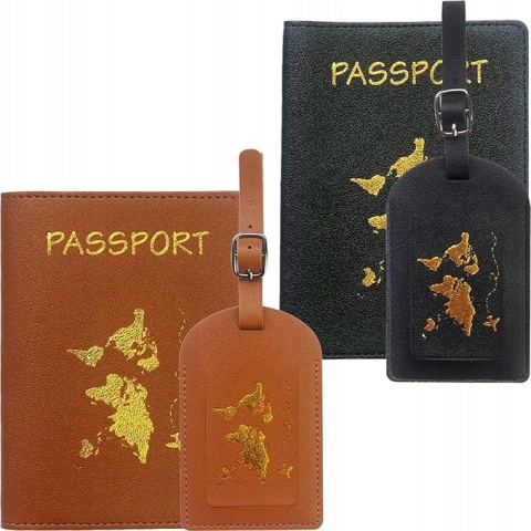 Etui na paszport Etykieta do walizki Skóra PU - Czarny/Brązowy Zestaw 2szt. Etui na paszport Etykieta do walizki Skóra PU - Czarny/Brązowy Zestaw 2szt.