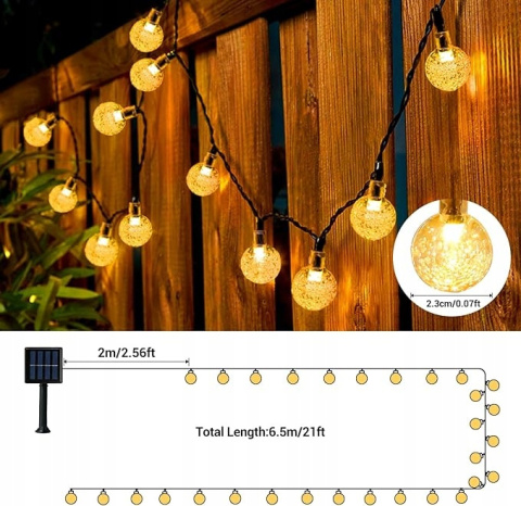 Lampy Solarne Zewnętrzne Łańcuch 30 diod LED Wodoodporne do Ogrodu Patio Lampy Solarne Zewnętrzne Łańcuch 30 diod LED Wodoodporne do Ogrodu Patio