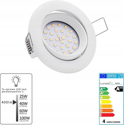 Lumare Reflektor LED wpuszczany do zabudowy 4W 2700K 400lm