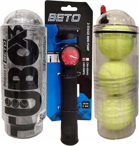TuboX3 Crystal + Pompka BETO - Regeneracja piłek tenisowych TuboX3 Crystal + Pompka BETO - Regeneracja piłek tenisowych