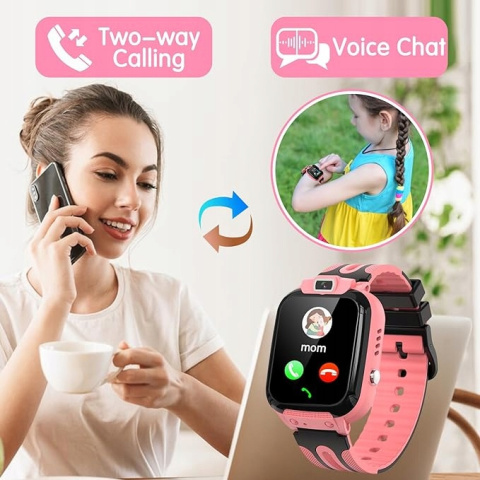 Clleylise Smartwatch dla dzieci, z GPS i telefonem różowy Clleylise Smartwatch dla dzieci, z GPS i telefonem różowy