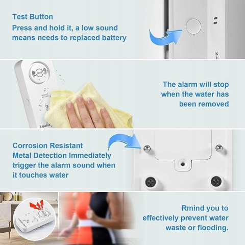 Czujnik wody WLAN (2,4 G WiFi), czujnik wody 90 dB alarm z aplikacją 5szt Czujnik wody WLAN (2,4 G WiFi), czujnik wody 90 dB alarm z aplikacją 5szt