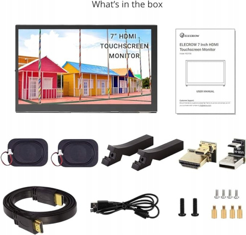 ELECROW Raspberry Pi wyświetlacz, 7-calowy ekran dotykowy 1024 × 600