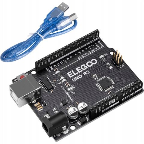 Płytka kontrolera ELEGOO UNO R3 Czarna Kompatybilna z Arduino Płytka kontrolera ELEGOO UNO R3 Czarna Kompatybilna z Arduino