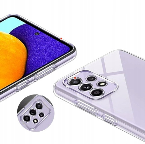 Przezroczyste silikonowe Etui do Samsung Galaxy A52 + 3x szkło hartowane Przezroczyste silikonowe Etui do Samsung Galaxy A52 + 3x szkło hartowane