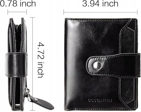 Skórzany Portfel damski BOSTANTEN RFID Slim 10 Przegródek na karty Czarny Skórzany Portfel damski BOSTANTEN RFID Slim 10 Przegródek na karty Czarny