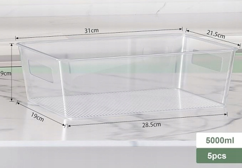 Zestaw 5 Organizerów do Lodówki Przezroczyste Pojemniki na żywność Bez BPA
