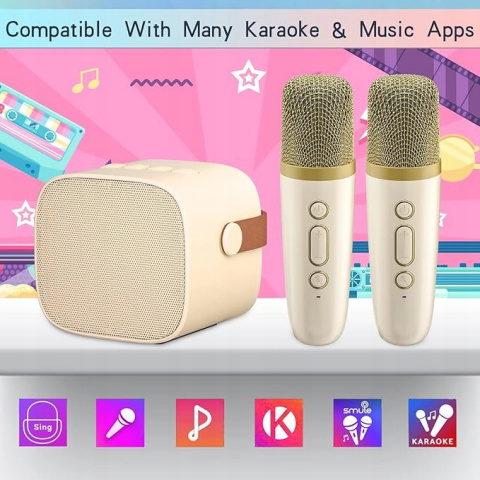 Głośnik do Karaoke z 2 mikrofonami dla Dzieci Bluetooth Efekt zmiany głosu