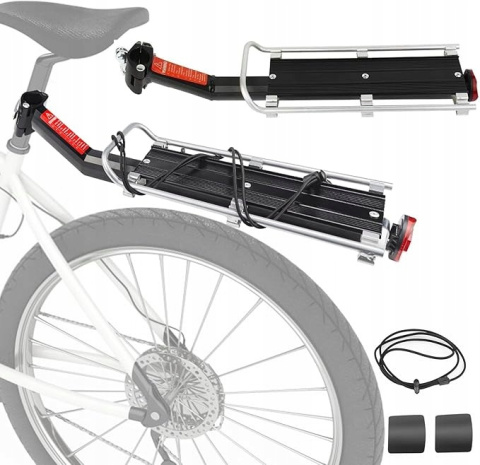 Uniwersalny bagażnik rowerowy MTB Aluminiowy Regulowany z odblaskiem Uniwersalny bagażnik rowerowy MTB Aluminiowy Regulowany z odblaskiem