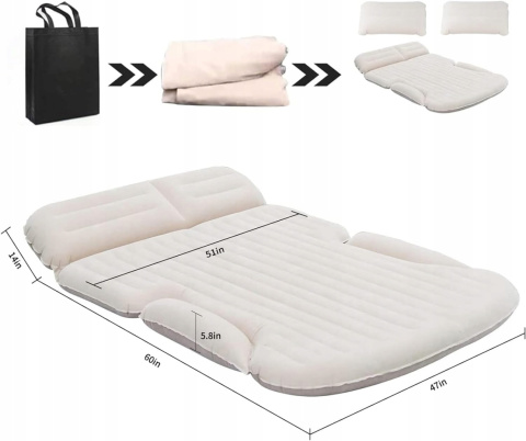 Materac samochodowy SUV 195x126x14 cm Dmuchany z 2 poduszkami Materac samochodowy SUV 195x126x14 cm Dmuchany z 2 poduszkami