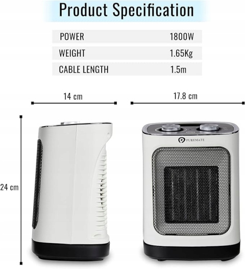 PureMate, przenośna nagrzewnica elektryczna 1800 W PureMate, przenośna nagrzewnica elektryczna 1800 W