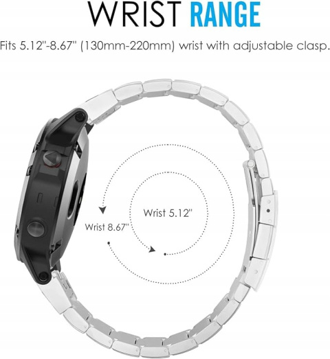 Regulowany zamiennik paska ze stali nierdzewnej do Garmin Fenix 5
