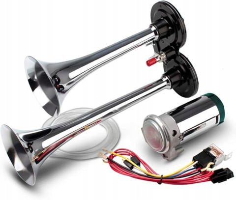 Super Głośny Klakson Pneumatyczny 12V 150 dB Podwójna Trąbka Kompresor Super Głośny Klakson Pneumatyczny 12V 150 dB Podwójna Trąbka Kompresor