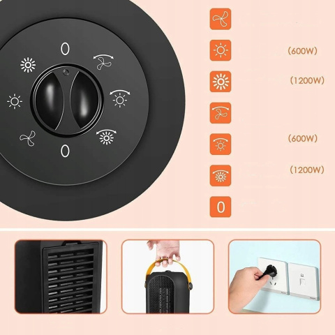 Termowentylator 1200W Nagrzewnica farelka grzejnik PTC 1200 W Termowentylator 1200W Nagrzewnica farelka grzejnik PTC 1200 W