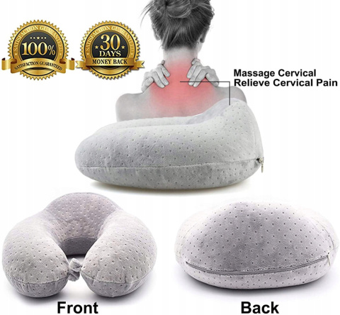 Ecosafeter Przenośna poduszka podróżna Szara memory foam Ecosafeter Przenośna poduszka podróżna Szara memory foam