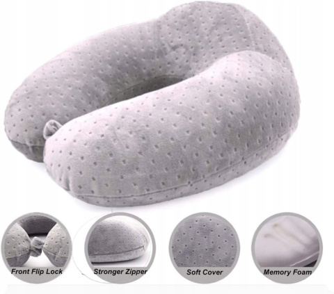 Ecosafeter Przenośna poduszka podróżna Szara memory foam Ecosafeter Przenośna poduszka podróżna Szara memory foam