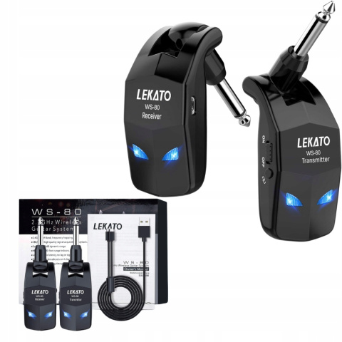 Gitarowy System Bezprzewodowy 2,4 GHz Odbiornik LEKATO WS80