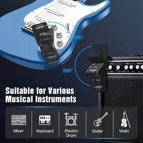 Gitarowy System Bezprzewodowy Cyfrowy 2,4 GHz LEKATO M00-521 Gitarowy System Bezprzewodowy Cyfrowy 2,4 GHz LEKATO M00-521