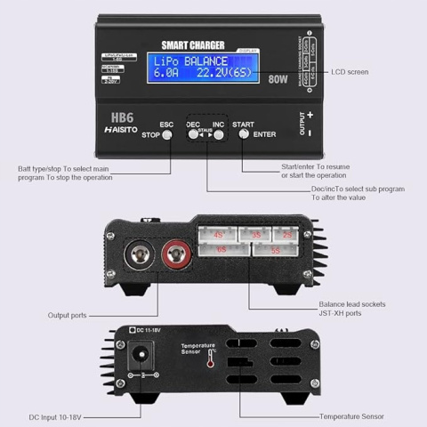 Ładowarka akumulatorów RC Haisito Balance 80W 6A