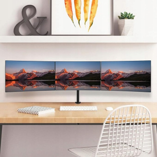 Potrójny Uchwyt na Monitor do 3 Ekranów 27" - Regulowany, 10 kg na ramię