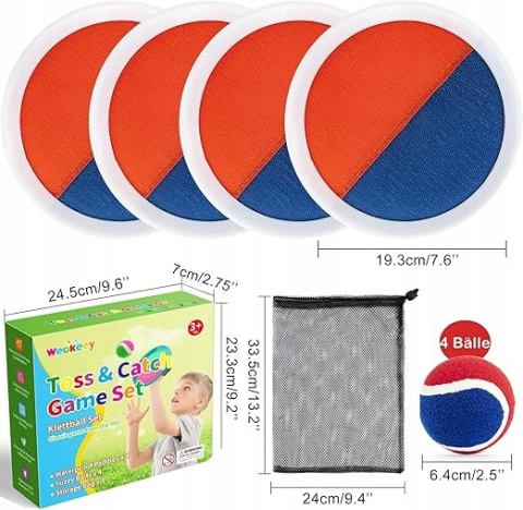 Catch ball Gra w piłkę na rzepy Zabawa dla Dzieci na dwór Paletki z rzepami Catch ball Gra w piłkę na rzepy Zabawa dla Dzieci na dwór Paletki z rzepami