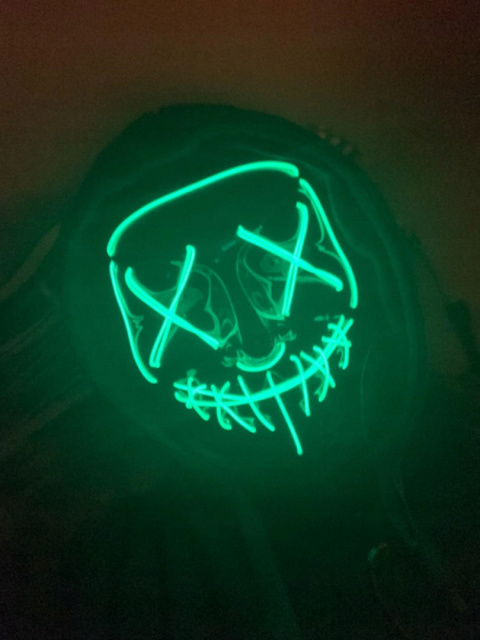 Maska LED na twarz Zielona Halloween Rave Świecąca Cosplay 3-tryby migania Maska LED na twarz Zielona Halloween Rave Świecąca Cosplay 3-tryby migania