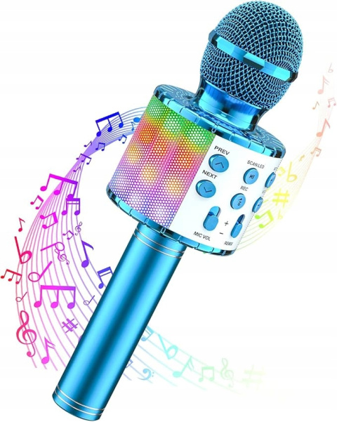 Mikrofon Bluetooth 5w1 LED Karaoke dla dzieci Głośnik + Efekt zmiany głosu Mikrofon Bluetooth 5w1 LED Karaoke dla dzieci Głośnik + Efekt zmiany głosu