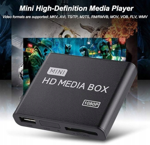 Odtwarzacz Multimedialny 1080P HDMI USB Pilot Obsługa Dysku 2.5T 16 Języków